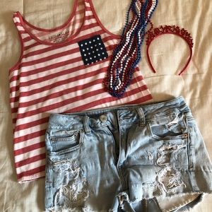 Fifth Sun tank top and American Eagle shorts
